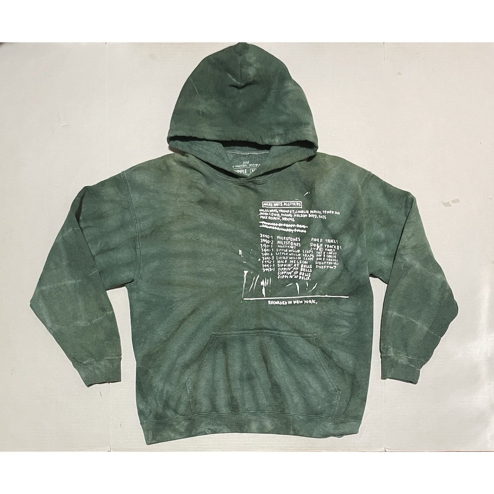 Jean-Michel Basquiat Cassius Clay Tie-dye Hoodie‎ Green Size Medium Sweatshirt